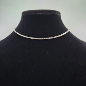 Vintage Sterling Silver Tone Box Chain Choker Necklace